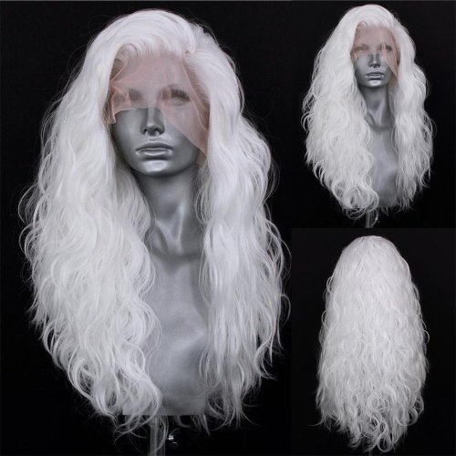 Afbeelding van Natuurlijke Wit-Blonde Lace Front Pruik voor Vrouwen – Hittebestendige Synthetische Haarvezels met Realistische Haarlijn voor Cosplay en Feesten