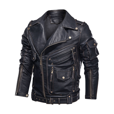 Immagine di Giacca in Pelle Uomo - Stile Moto Moderno