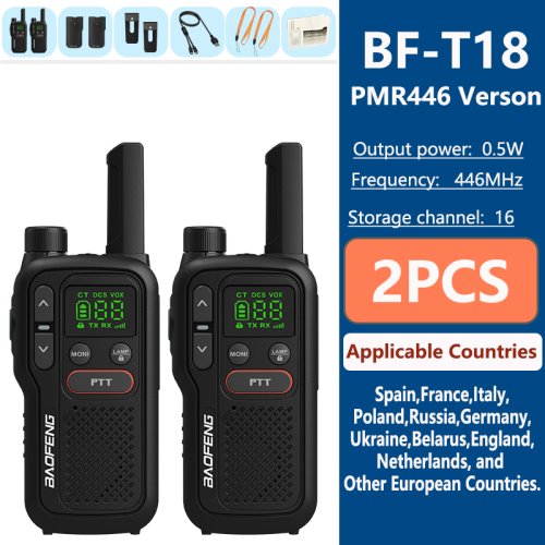 Image de Talkie-Walkie Enfant Baofeng T18 - PMR446 MHz Rechargeable