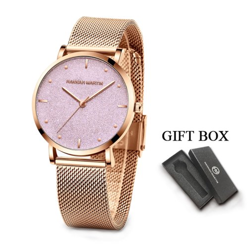 Image de Montre Femme Luxe 36mm - Cadran Givré & Strass Or Rose