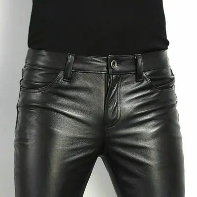 Image de Pantalon en Faux Cuir Slim Fit Homme - Style Rock & Moto