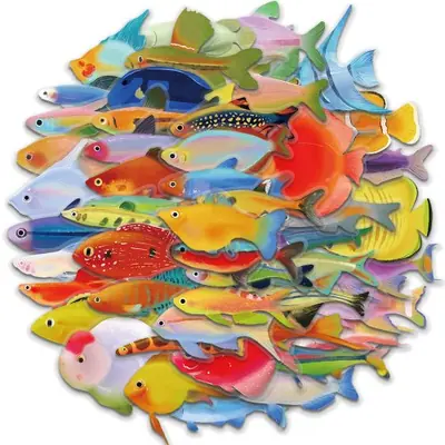 Image de Autocollants Transparent Poisson - 50 pcs