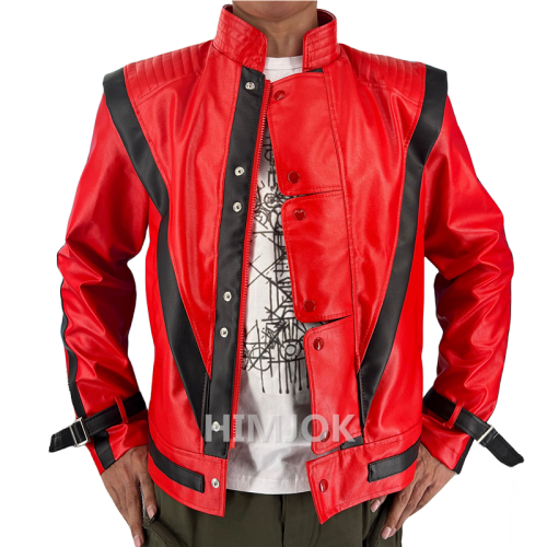 Bild von Michael Jackson Thriller Kostüm – Rote Lederjacke für Erwachsene