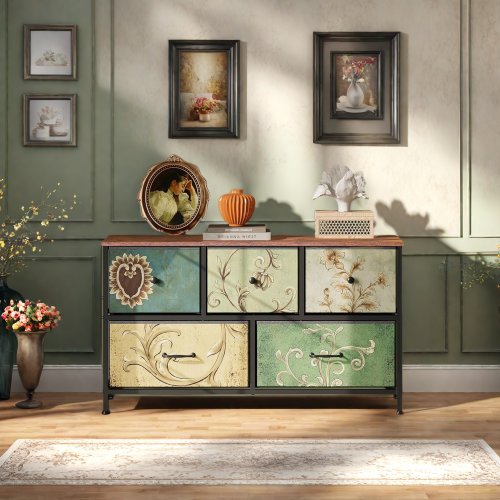 Imagen de Mueble Vintage con Cajones de Tela - Elegancia Retro para tu Hogar