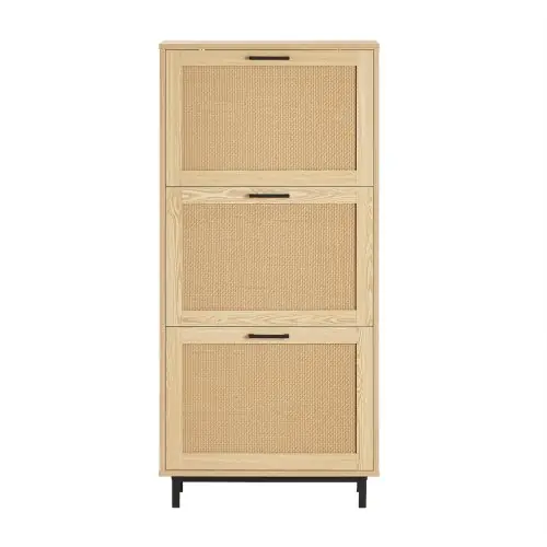 Image de Armoire à Chaussures Étroite avec 6 Étagères - Design Naturel