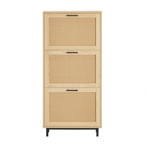 Image de Armoire à Chaussures Étroite avec 6 Étagères - Design Naturel