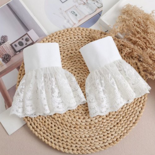 Imagen de Puños de encaje, mangas falsas desmontables blancas, accesorios para vestidos de novia, suéter, puño, disfraz de Halloween, accesorios de Cosplay