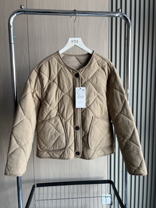 Image of 2025 Spring Women's Vintage-Inspired Quilted Cotton Padded Crewneck Jacket – Loose Fit Casual Outerwear