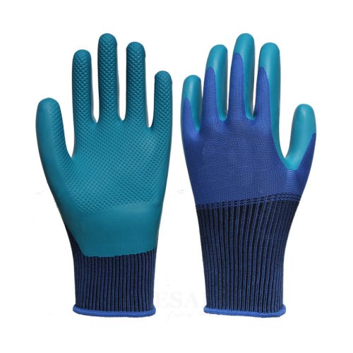 Imagen de 1/par guantes de trabajo súper agarre recubiertos de goma antideslizantes impermeables resistentes al desgaste guantes de jardín para reparación de jardín constructor