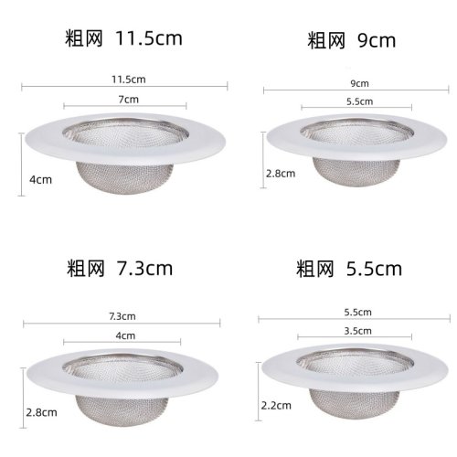 Imagen de Colador de fregadero, filtro de rejilla para fregadero de cocina, filtro de orificio de drenaje de acero inoxidable, protección de malla contra obstrucciones, accesorios de cocina