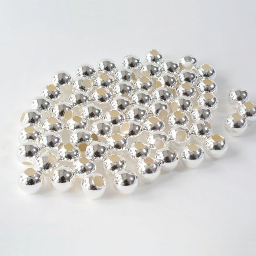 Bild von Massive 925er Sterling-Silber Perlen – Rund & Nahtlos für DIY-Schmuck