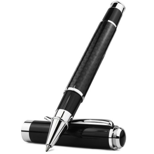 Image of Stonego Carbon Fiber Signature Pen – Premium Metal Gel Ink Pen with 0.5mm Micro Point, Smooth Writing Black Ink Ballpoint Pen