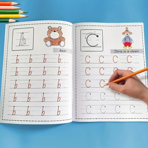 Immagine di Lettere AZ Alfabeto Educazione precoce Libro di esercizi di tracciamento Esercizio di scrittura Scrittura a mano Pratica