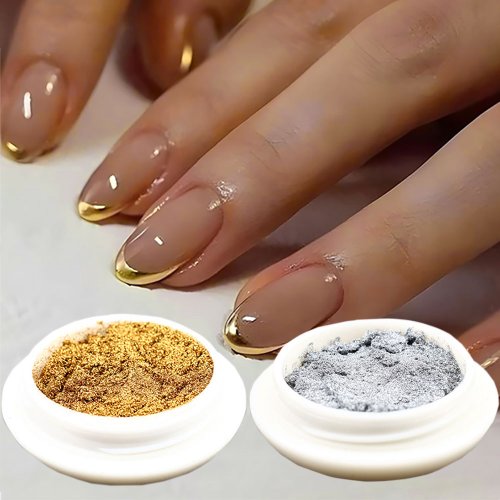 Afbeelding van Chroom Nagelpoeder - Zilver & Goud Metallic Glitter voor Nail Art
