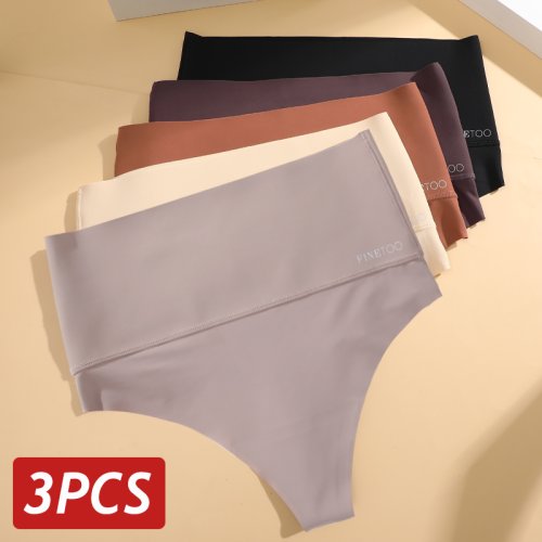 Image of 3-Pack Seamless High-Waist Thong Underwear for Women – Breathable, Hip-Lifting, Shaping G-String Panties with Elastic Waistband – Plus Size & Comfort Fit