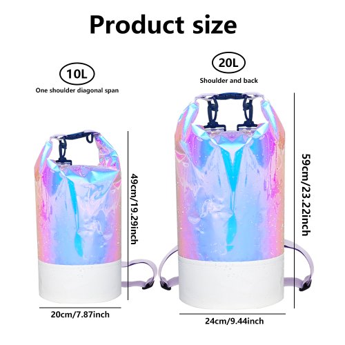 Imagen de Bolsa de Playa Impermeable de 10L y 20L para Natación, Mochila de PVC para Deportes Acuáticos como Rafting, Surf, Canotaje, Remo y Vela – Portátil y Resistente