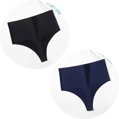 Image de Ensemble Lingerie Soie Satin - Culotte & Tongs Haute Taille