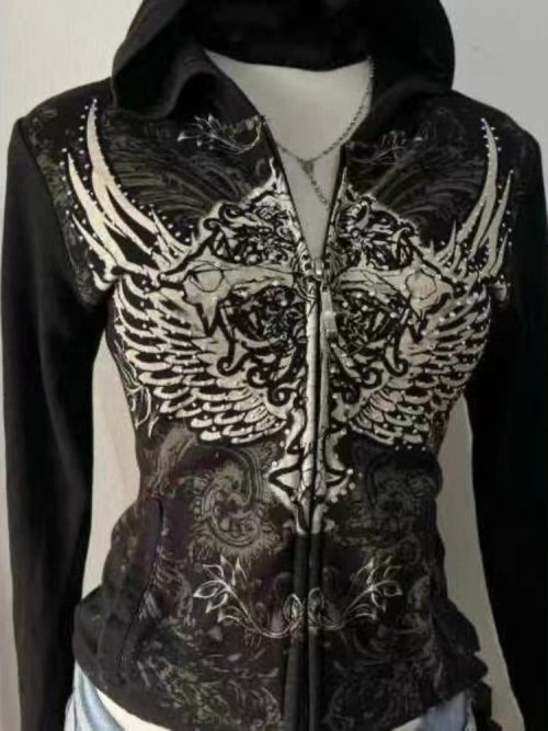 Image de Hoodie Vintage Y2K Gothique pour Femme