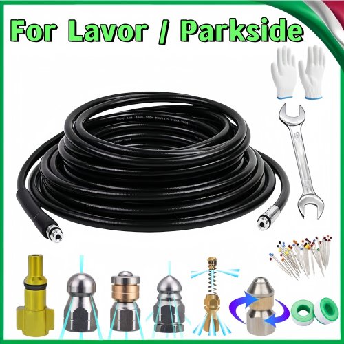 Imagen de Manguera de limpieza de alta presión con boquilla para desatascar tuberías y drenajes de 2.35 metros - Ideal para uso doméstico y profesional