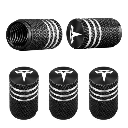 Image of Premium Aluminum Tire Valve Stem Caps for Tesla Model 3, Model X, Model Y, Model S, and Roadster – 4-Piece Set for Enhanced Wheel Protection and Style