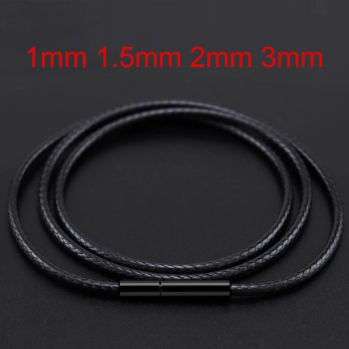 Afbeelding van Handgemaakte Zwarte Lederen Ketting met Gevlochten Touw – Lange Halsketting voor Mannen en Vrouwen, DIY Sieraden, 40-70 cm, Perfect als Cadeau