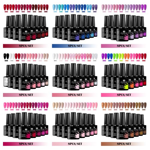 Imagen de Set de 8 Esmaltes de Uñas en Gel Semipermanentes para Primavera y Verano – Colores Clásicos sin HEMA, Ideal para Decoración y Diseño de Manicura