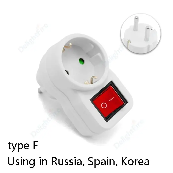 Image de Prise UE avec Interrupteur - Adaptateur Électrique 2 Broches