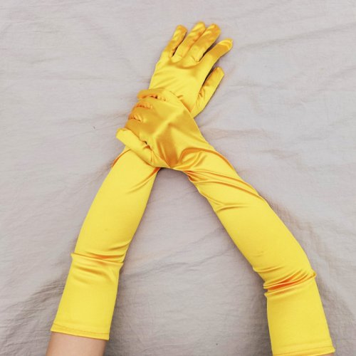 Image de Gants Longs Satin Rétro 55cm - Élégance Vintage pour Soirée