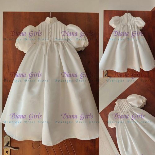 Immagine di Abito da Bambina in Raso Avorio - Elegante e Adorabile