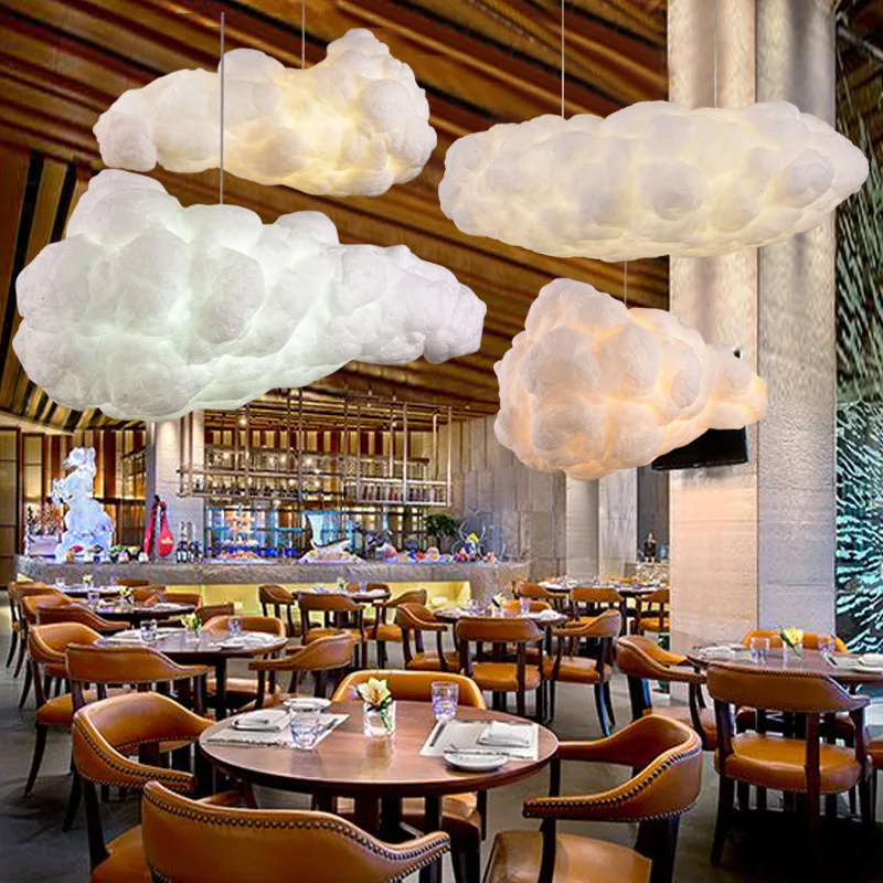 Immagine di Lampadario a Nuvola Moderno in Bianco – Lampada a Sospensione Galleggiante per Sala da Pranzo, Cucina e Ristoranti