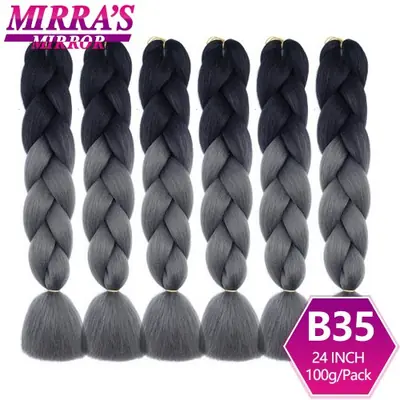 Image de Extensions de Tresses Synthétiques Ombré Noir & Bleu - Texture Yaki Jumbo