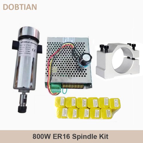 Afbeelding van CNC Spindelmotor 800W DC 110V met Luchtgekoelde Spindel 20.000 RPM, ER16 Klem, 52mm Diameter, Verstelbare Voeding & Accessoires