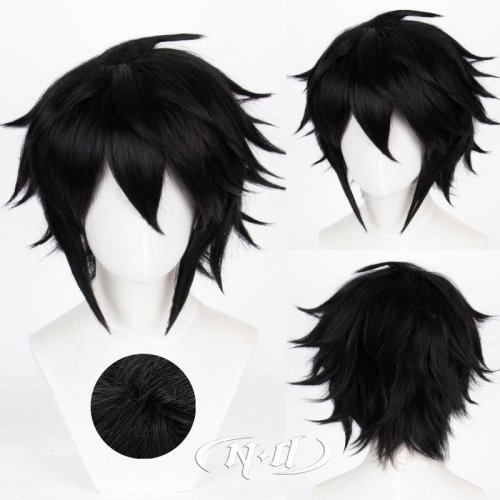 Bild von Unordentliche schwarze Cosplay-Perücke für L Lawliet aus Death Note – Hitzebeständige Synthetikperücke für Anime-Events, Comic Con und Cosplay-Partys