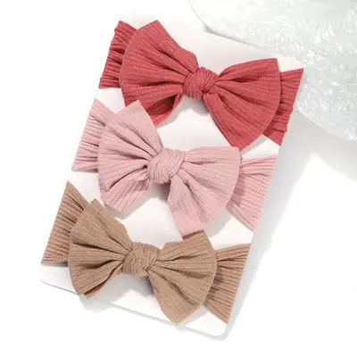 Image de Bandeaux Bébé Filles - Lot de 3 Turbans Tricotés Doux