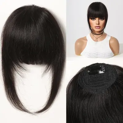 Image de Franges Clips Naturelles 100% Cheveux Humains - Noir