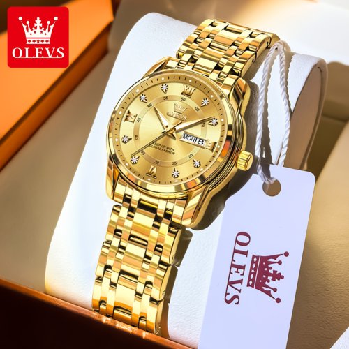 Immagine di Orologio da Donna al Quarzo in Acciaio Inossidabile, Elegante e Impermeabile con Display Luminoso e Doppio Calendario - Modello di Lusso alla Moda