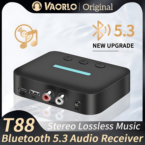Zdjęcie USB Bluetooth 5.3 Odbiornik audio Adapter Bezprzewodowa muzyka stereo 3,5 mm AUX R/L RCA Obsługa odtwarzania U-Disk dla