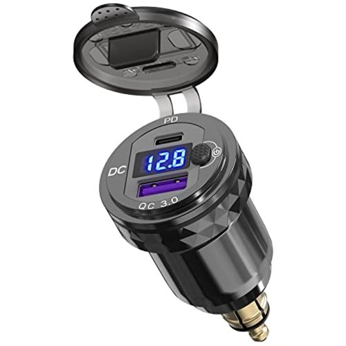 Immagine di Spina DIN Impermeabile con USB-C PD 3.0 e QC 3.0 per Moto