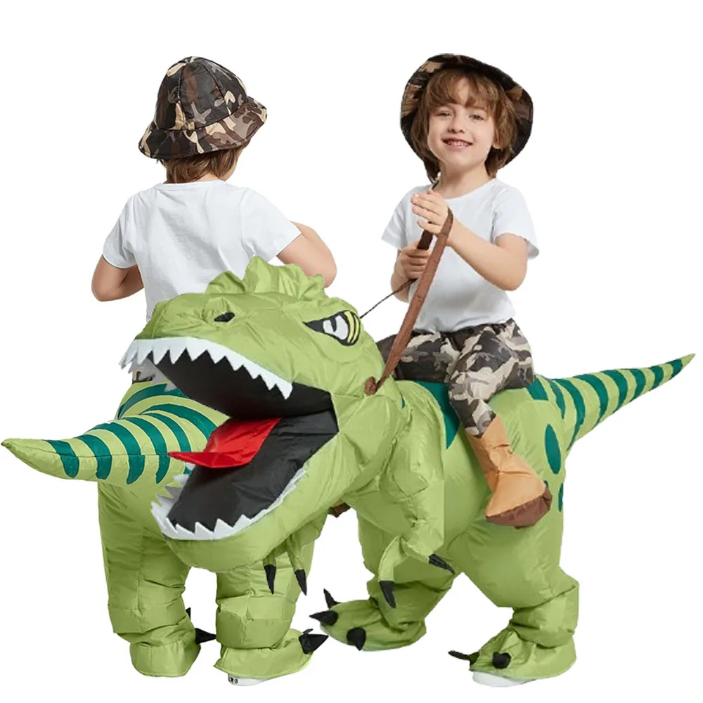 Bild von Tier Cartoon Reiten T-Rex Aufblasbare Kostüm Kindergarten Kinder Dinosaurier Rollenspiel Erwachsene Kinder Jagen Spiel Geburtstag Geschenk