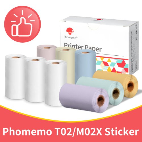 Image of Self-Adhesive Transparent Thermal Paper Rolls for Phomemo T02 and M02X Label Printers – DIY Photo, Notes, Study Labels & More