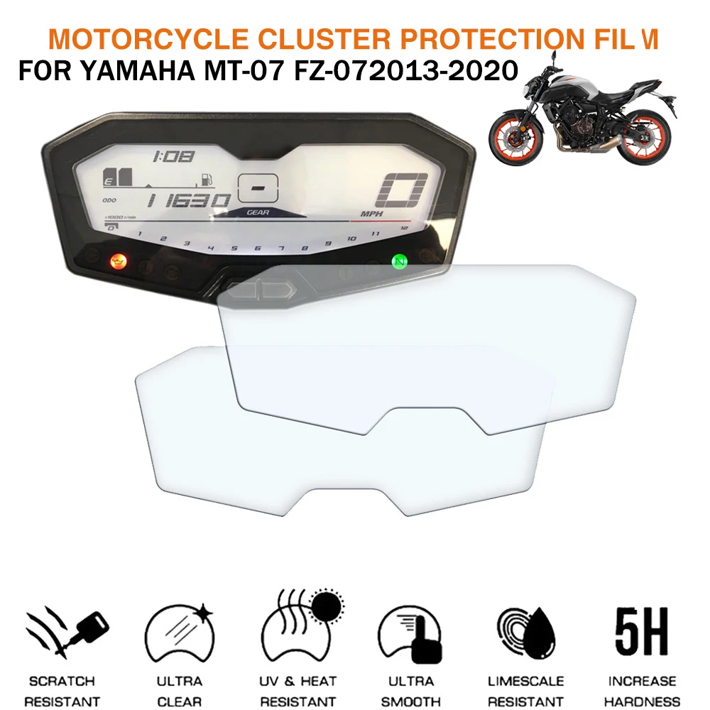 Immagine di Pellicola Protettiva Antigraffio per Cluster Tachimetro Yamaha MT-07, FZ-07 (2013-2020) – Protezione Schermo Display Moto di Alta Qualità