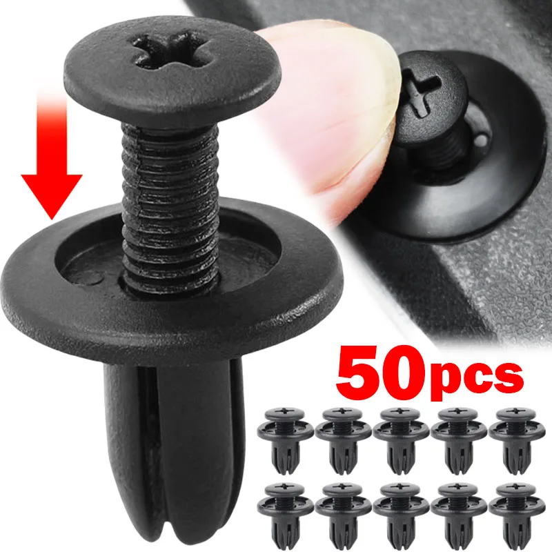 Image de 50 Clips de Fixation Noirs pour Voiture - Kit de Réparation Intérieur