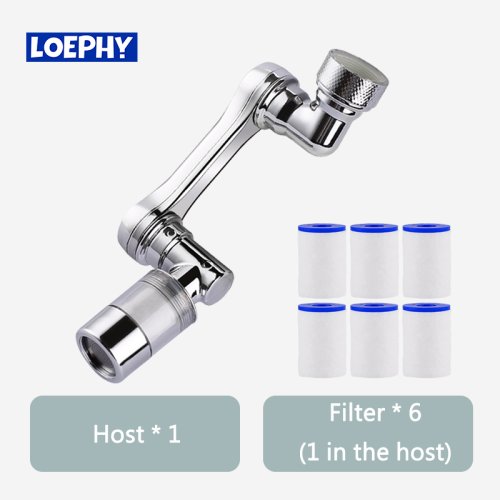Bild von 1080 °   Rotierender Wasseraufbereitungsfilter, Kunststoffhahn, mechanischer Arm, Sprühkopf, Küche, ...