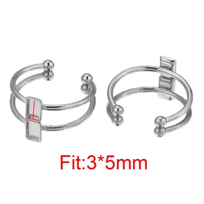 Image de Bagues Ouvertes Réglables en Acier Inoxydable - Lot de 10