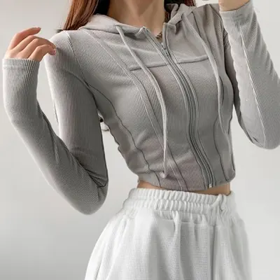 Image de Cardigan Capuche Slim Femme Vintage Coréen