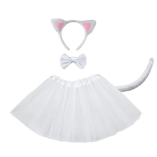 Blanc chat 3pcs robe