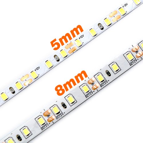 Image of Flexible 5mm and 8mm LED Strip Light 2835 SMD DC 12V/24V 120 LEDs per Meter – Red, Ice Blue, Yellow, Orange, Pink – Cuttable Soft Lamp Bar for Home Lighting