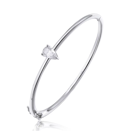 Image of Smyoue 1CT Pear Cut Certified Moissanite Bangles for Women 100% S925 Solid Silver Lab Diamond Bracelets Birthday Gift Jewelry