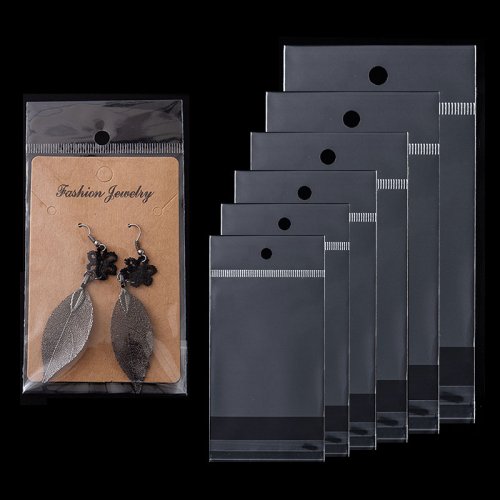 Image of 50/100pcs Clear Self Adhesive Seal Plastic Bag with Hang Hole Resealable OPP Bag for Gift Packing Jewelry Retail Display Package