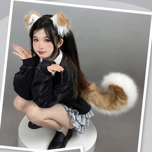 Immagine di Orecchie e Coda da Cane Realistiche per Halloween e Cosplay
